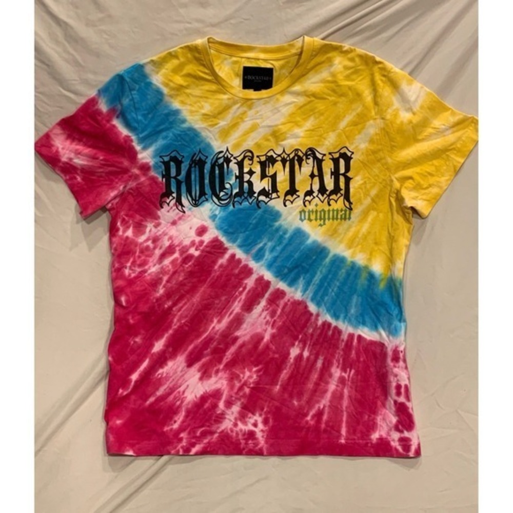 Rockstar Original Tie Dye T-Shirt Large Men's‎ Colorful Streetwear Graphic Tee